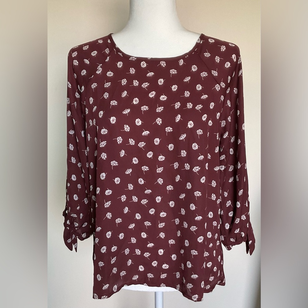 Elegant Maroon Floral Women's Top